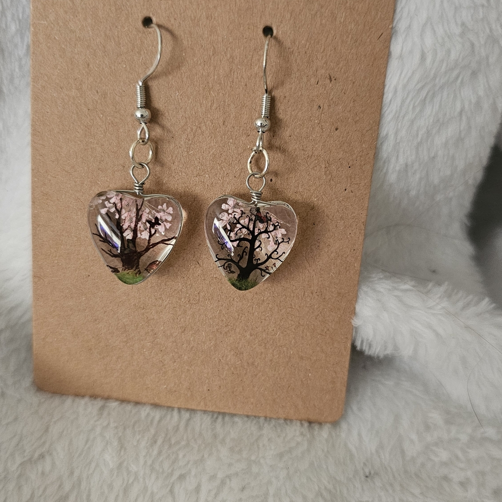 Homemade Heart-Shaped Tree Earrings